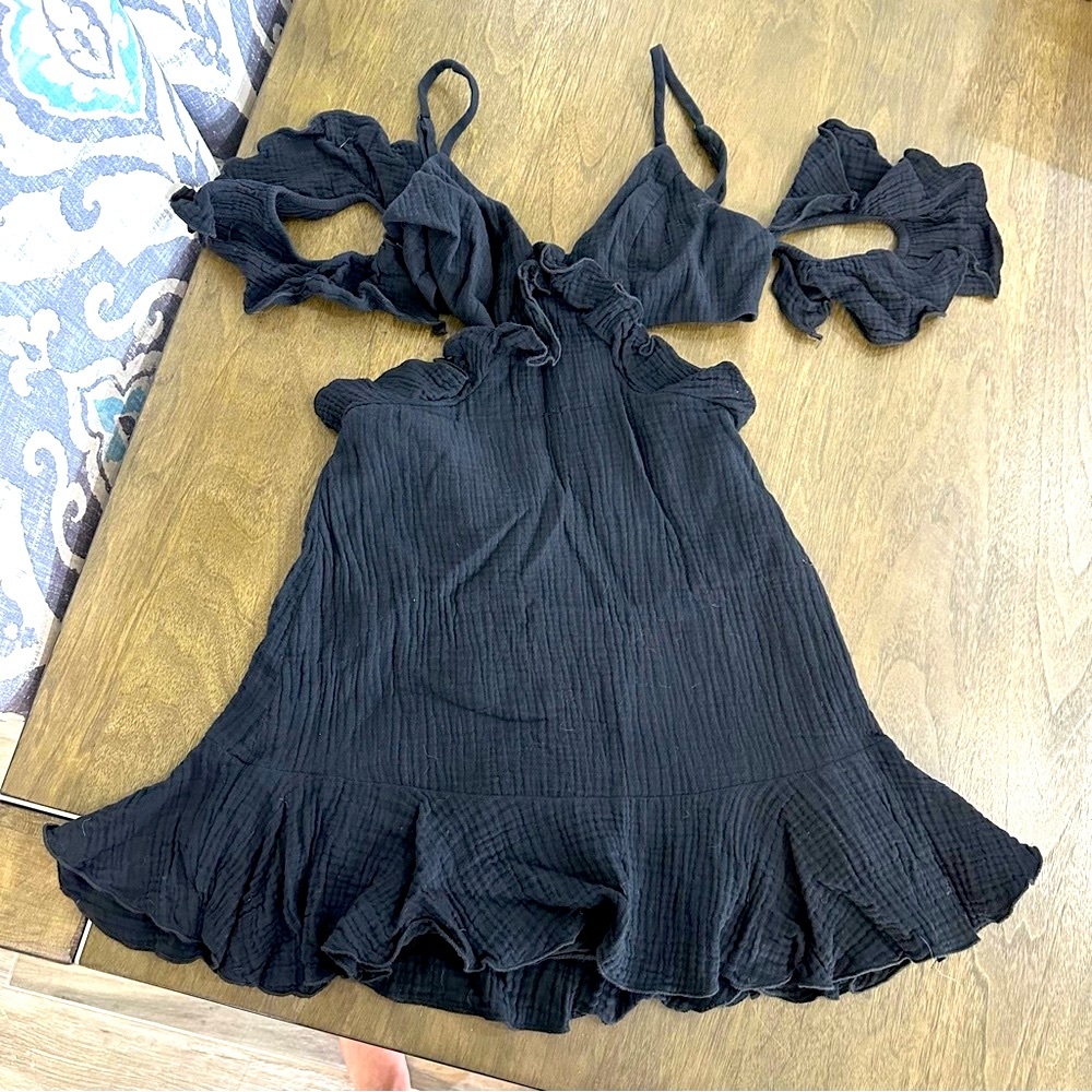MAJORELLE Black Ruffled Dress